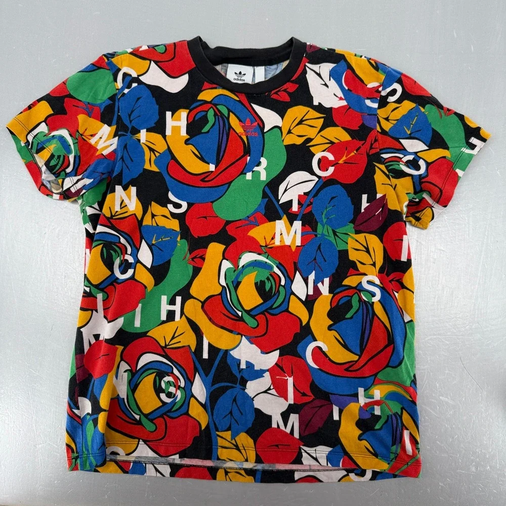 Adidas x Rich Mnisi‎ Floral Graphic T-Shirt Multicolor Black Mens Medium HC4472